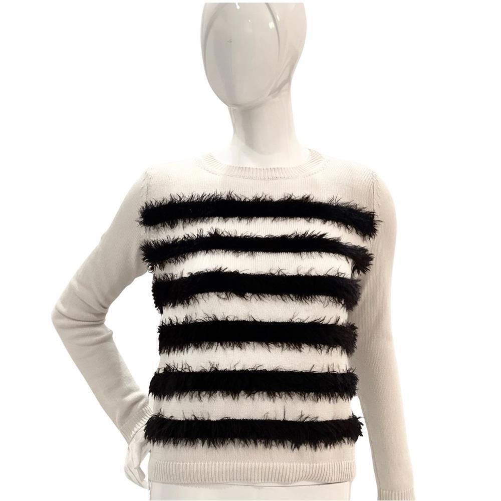 Weekend Max Mara Black and Cream Textured Stripe Sweater - Picture 3 of 10